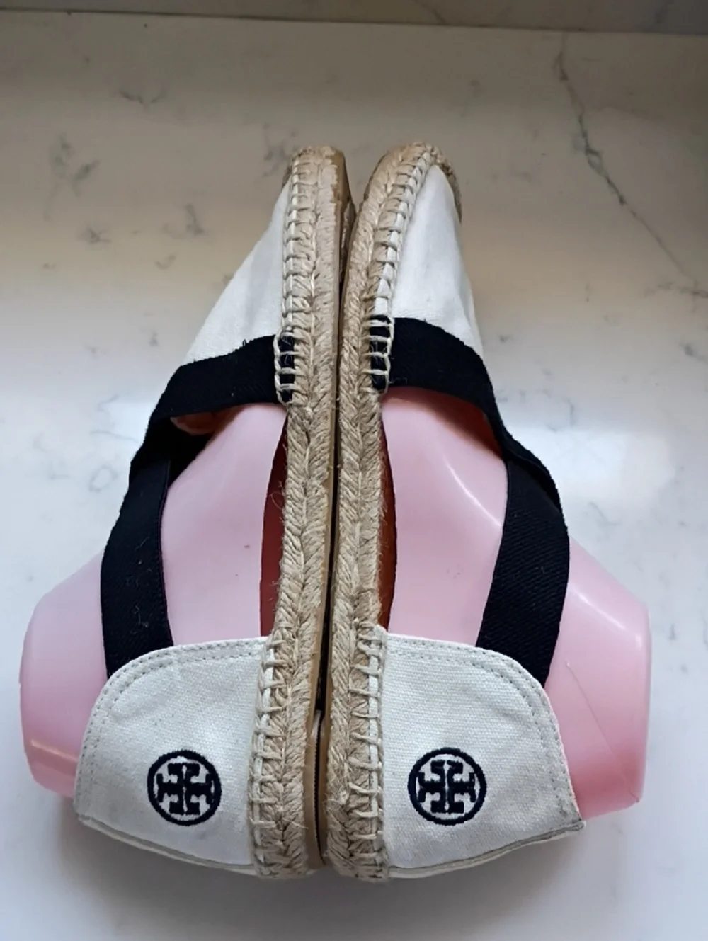 Tory Burch Canvas Espadrilles with Black Crisscross Straps
